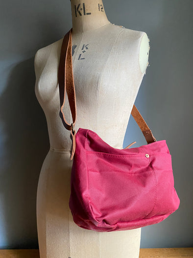 Reduced by 40%: Dog walking crossbody bag, red waxed canvas Donaldson bag