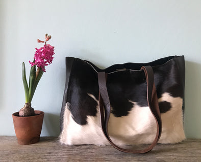 Cowhair and leather Morse tote bag