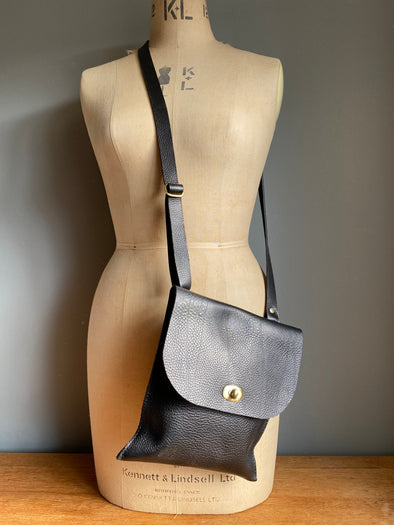 black leather crossbody handbag