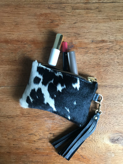 Small cowhair leather coin card Shrimp purse