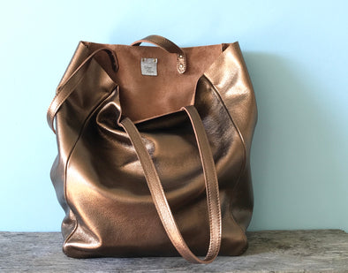 Bronze leather Hercules tote bag