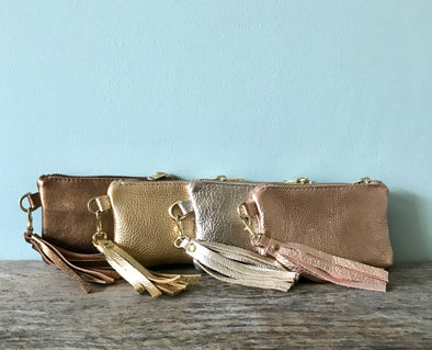 metallic leather purse, silver purse, gold purse