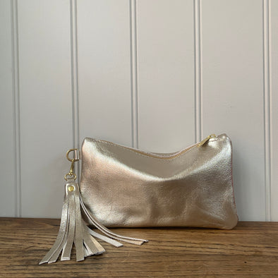 Soft gold leather Thorpe clutch purse