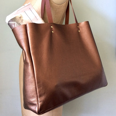 bronze tote bag
