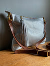 silver leather bag with crossbody strap