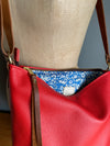 Ginger and Brown red crossbody bag with Liberty cotton lining