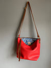 Ginger and Brown red crossbody bag with Liberty cotton lining