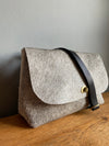 Grey cowhair handbag with crossbody strap