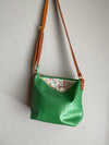 Ginger and Brown green crossbody bag with Liberty cotton lining