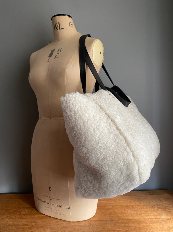 Large shearling Morse tote bag