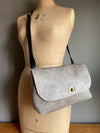 Grey cowhair handbag with crossbody strap