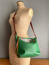 Ginger and Brown green crossbody bag with Liberty cotton lining