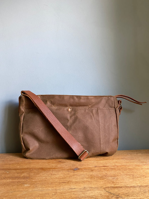 Reduced by 40%: Dog walking crossbody bag, antique brown waxed canvas Donaldson bag