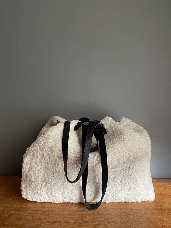 Large shearling Morse tote bag