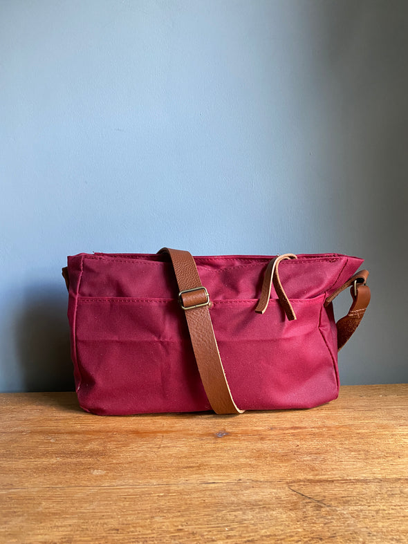 Reduced by 40%: Dog walking crossbody bag, red waxed canvas Donaldson bag