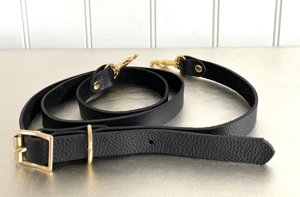 Leather bag strap in black