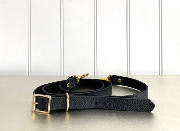 Leather bag strap in black