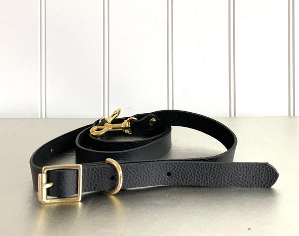 Leather bag strap in black