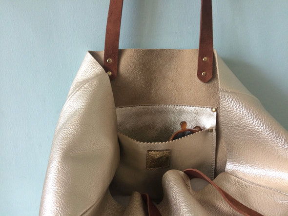 Soft gold leather Hercules tote bag