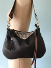 Dark brown leather crossbody purse