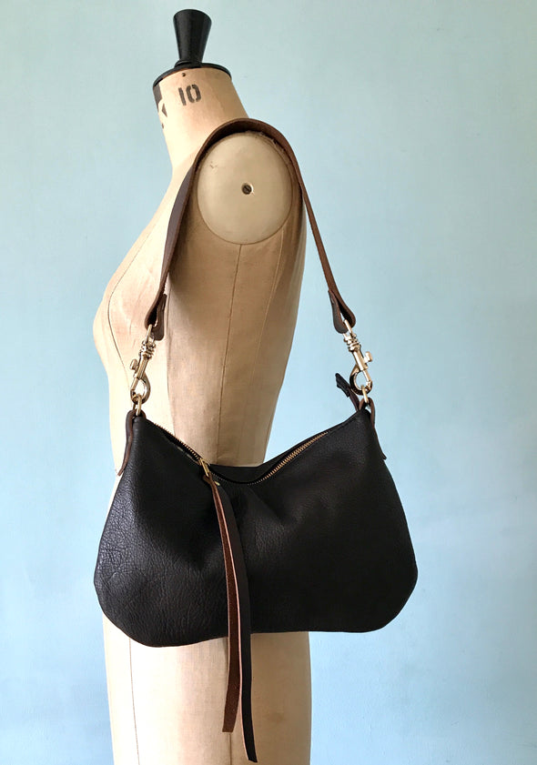 black leather crossbody purse