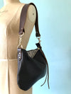 Dark brown leather crossbody purse