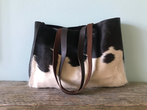 Cowhair and leather Morse tote bag