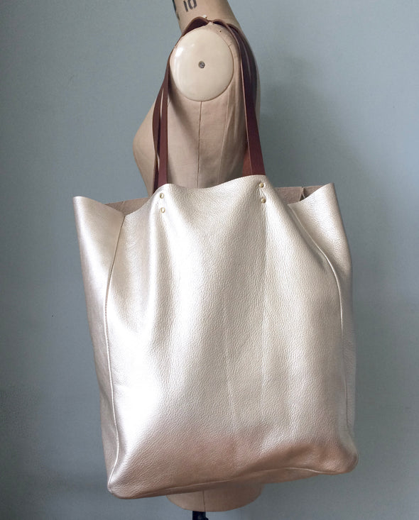 Soft gold leather Hercules tote bag