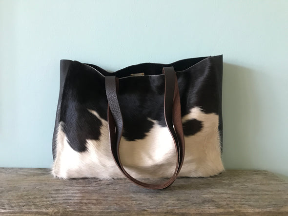 Cowhair and leather Morse tote bag