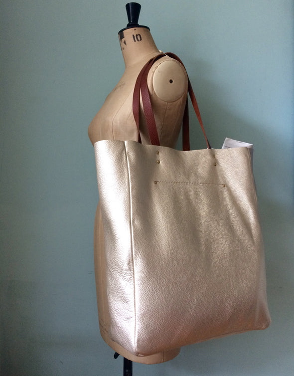 Soft gold leather Hercules tote bag