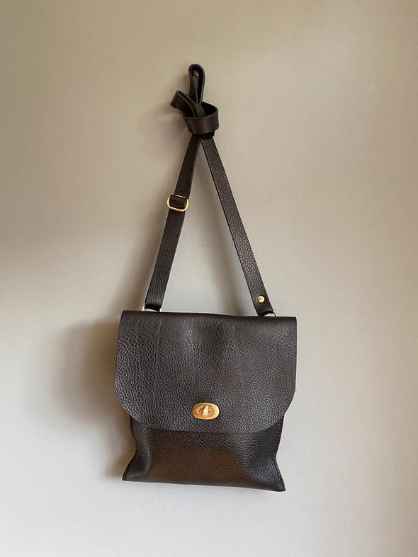 black leather crossbody handbag