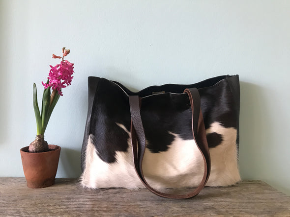 Cowhair and leather Morse tote bag