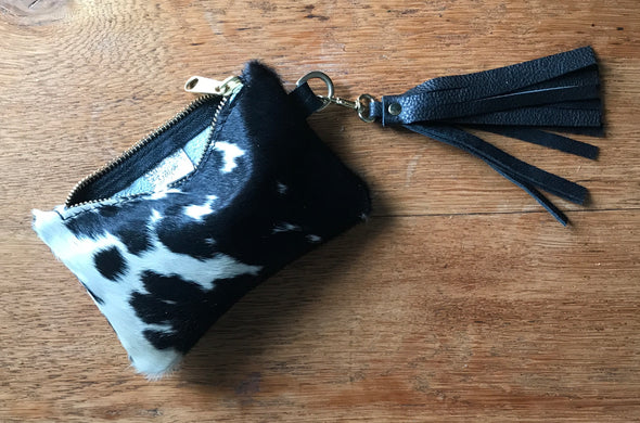 Small cowhair leather coin card Shrimp purse