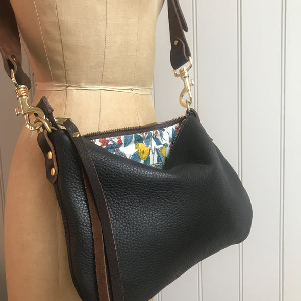 Dark brown leather crossbody purse