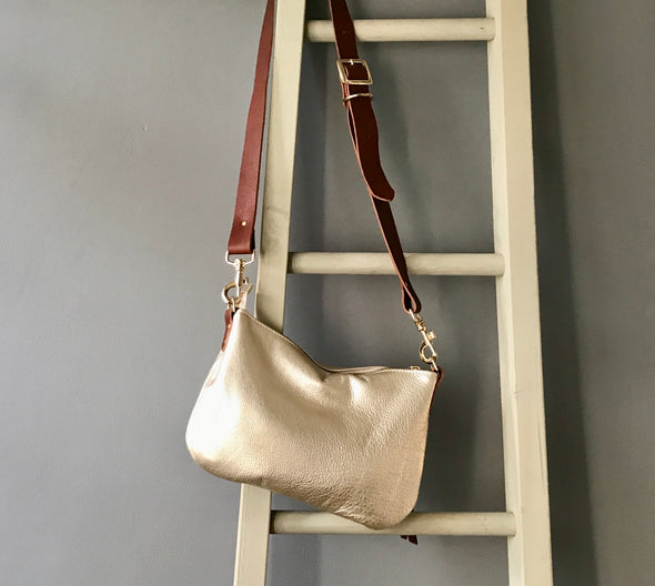 Soft gold leather Sweet Dumpling purse with crossbody or shoulder strap