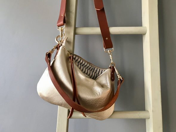 Soft gold leather Sweet Dumpling purse with crossbody or shoulder strap