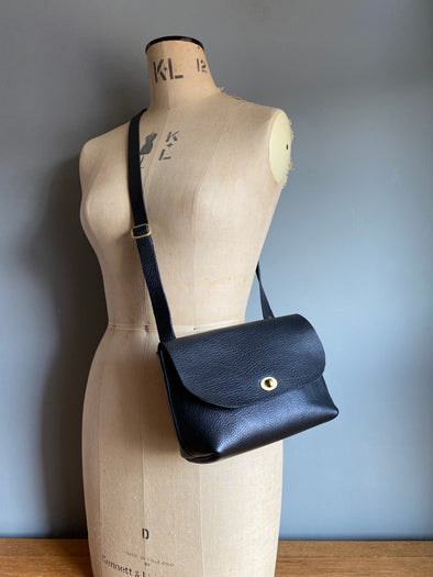 black leather crossbody handbag