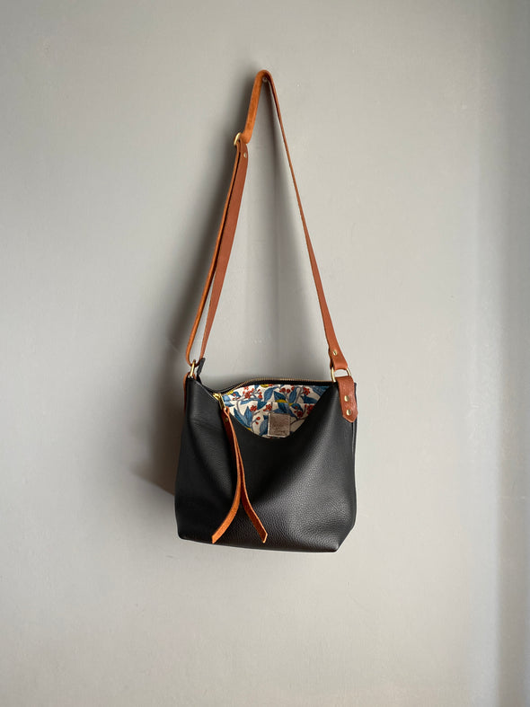 Black leather Maggie Mason crossbody handbag