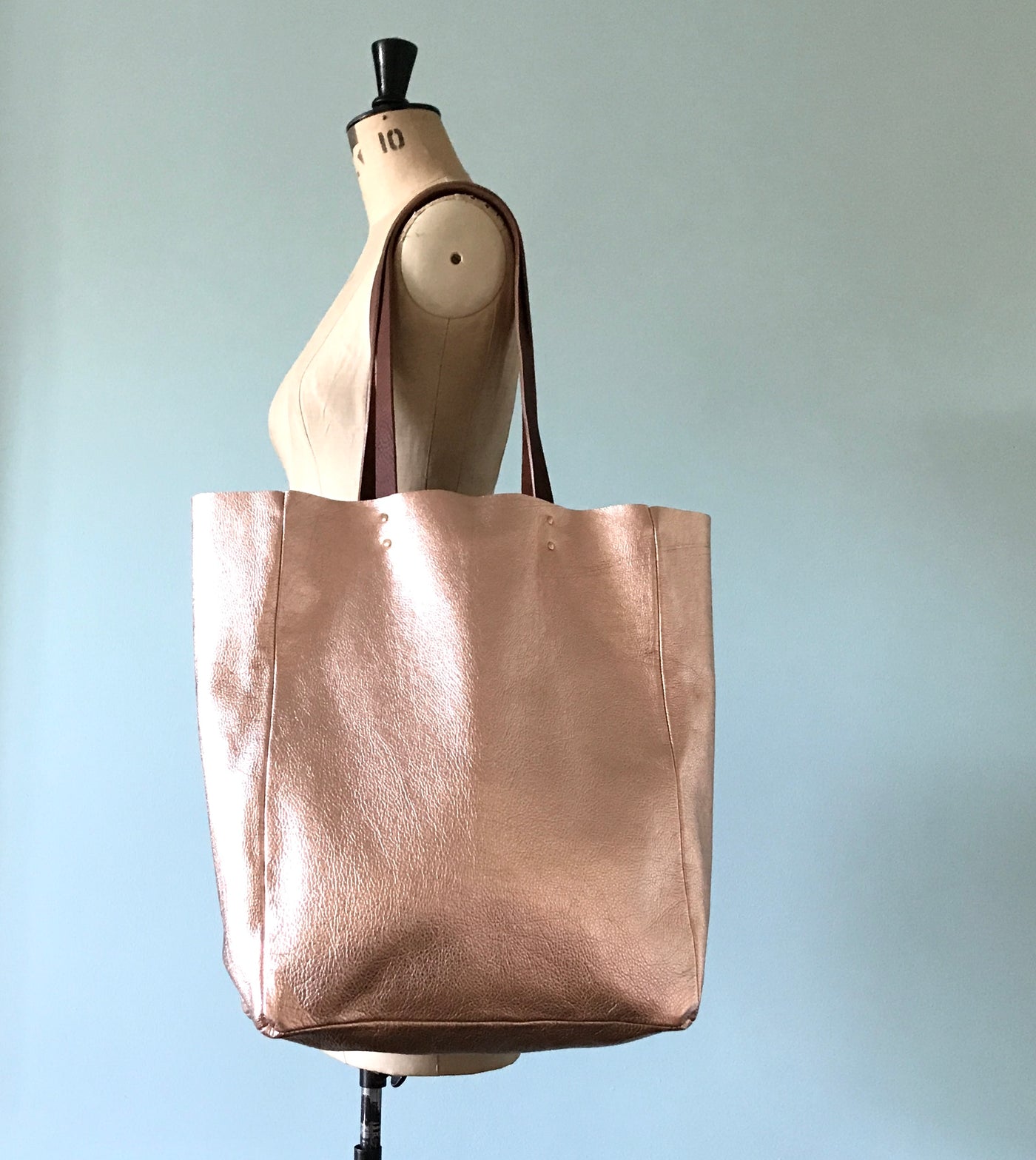 Rose gold metallic tote bag hot sale