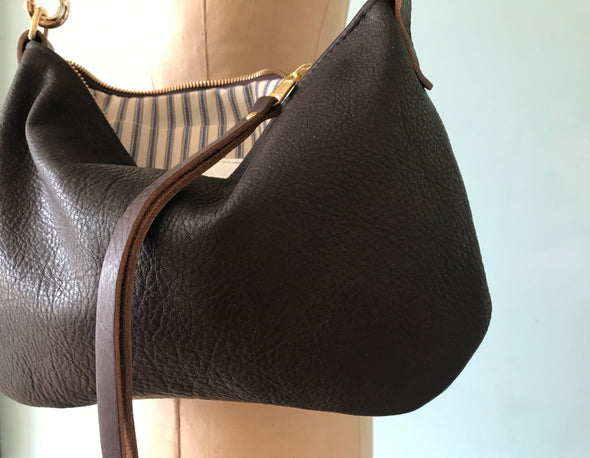 Dark brown leather crossbody purse