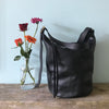 black leather crossbody handbag