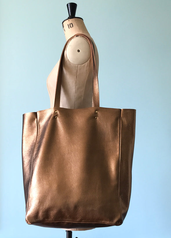 Bronze leather Hercules tote bag