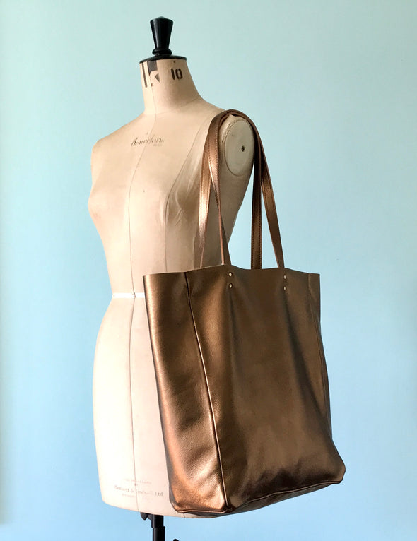 Bronze leather Hercules tote bag