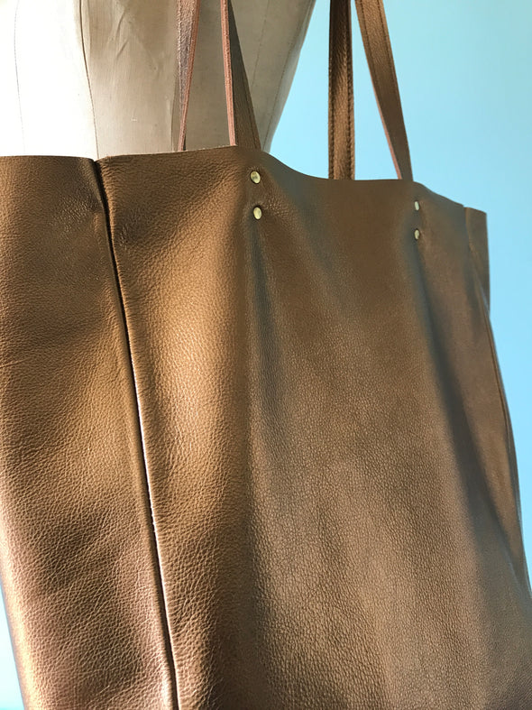 Bronze leather Hercules tote bag