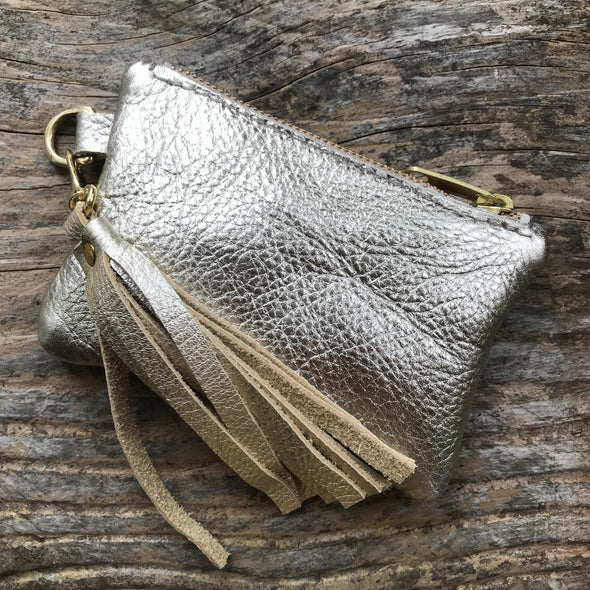 metallic leather purse, silver purse, gold purse