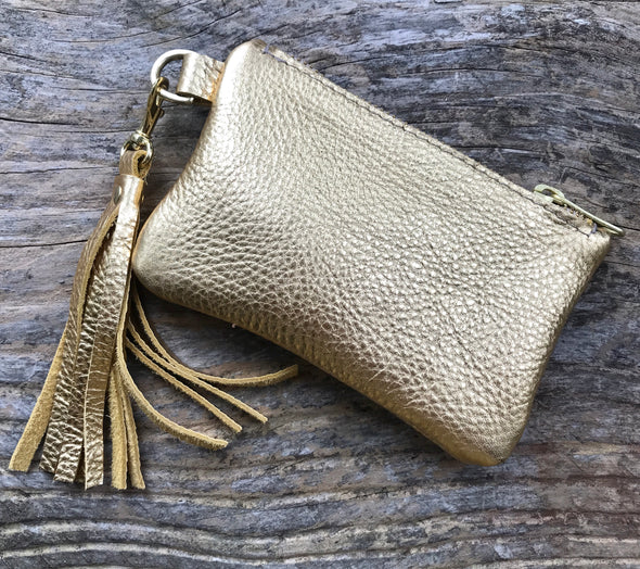 metallic leather purse, silver purse, gold purse