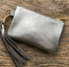 metallic leather purse, silver purse, gold purse