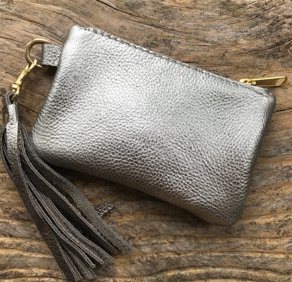 metallic leather purse, silver purse, gold purse