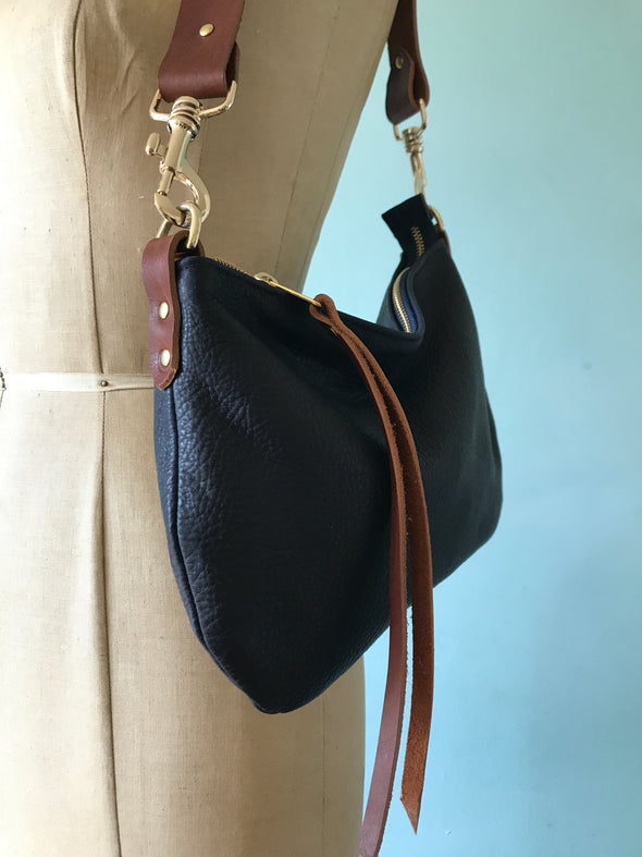 Navy blue leather Sweet Dumpling purse with crossbody or shoulder strap