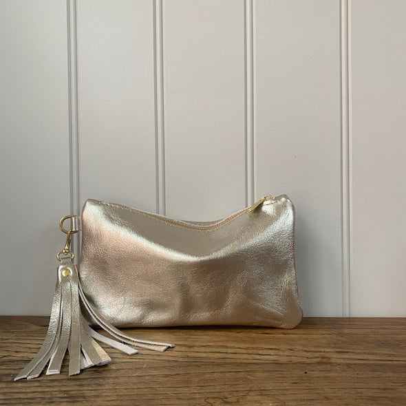 Soft gold leather Thorpe clutch purse